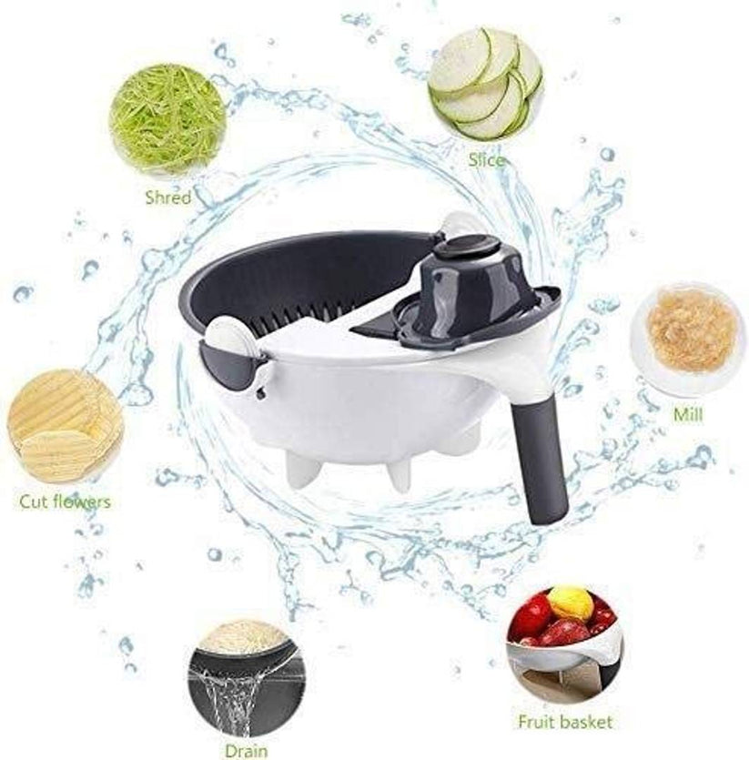 9 in 1 Multifunction Plastic Magic Rotate Vegetable Cutter