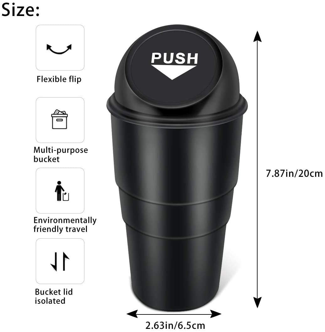 Car Trash Bin Can Holder Dustbin - Black (L 17 x W 6.5 cms)(Plastic, Manual-Lift)