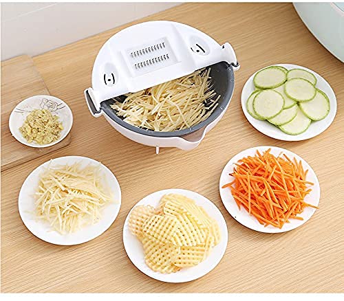 9 in 1 Multifunction Plastic Magic Rotate Vegetable Cutter