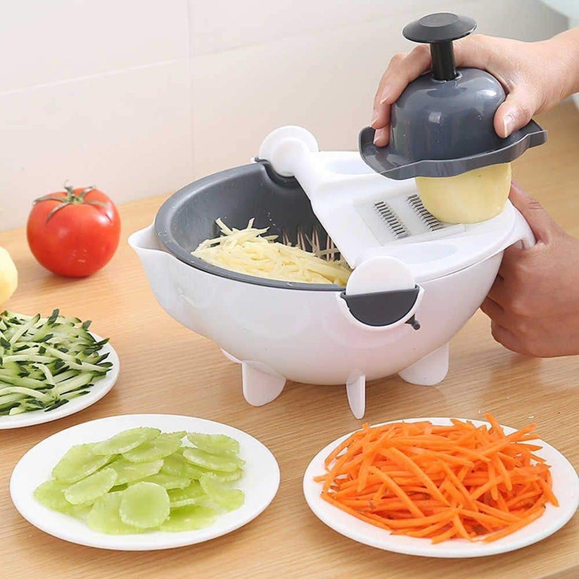 9 in 1 Multifunction Plastic Magic Rotate Vegetable Cutter