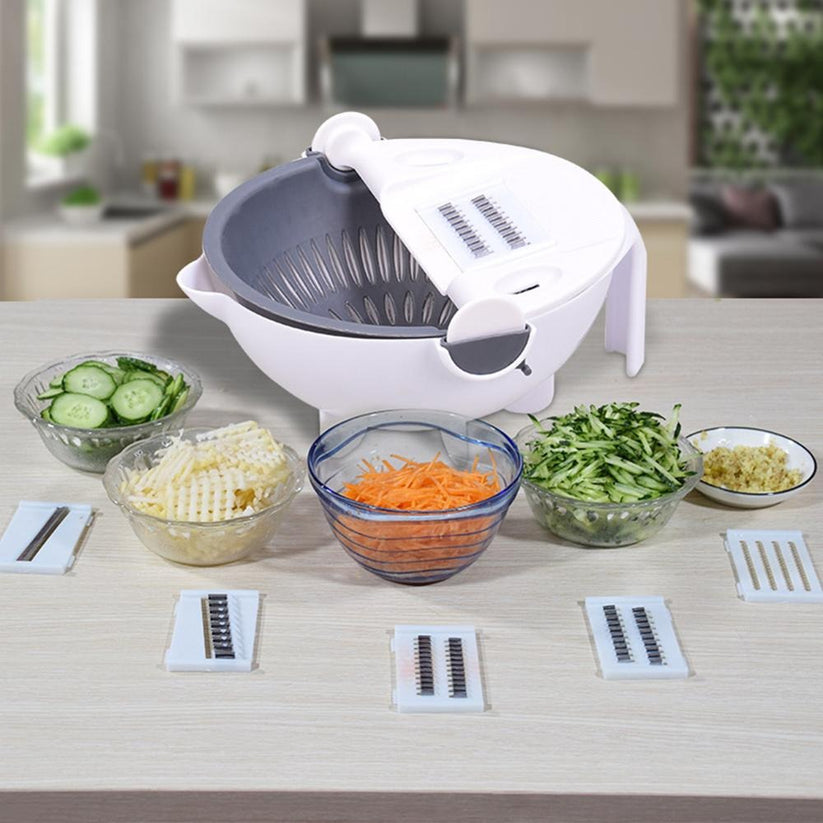 9 in 1 Multifunction Plastic Magic Rotate Vegetable Cutter